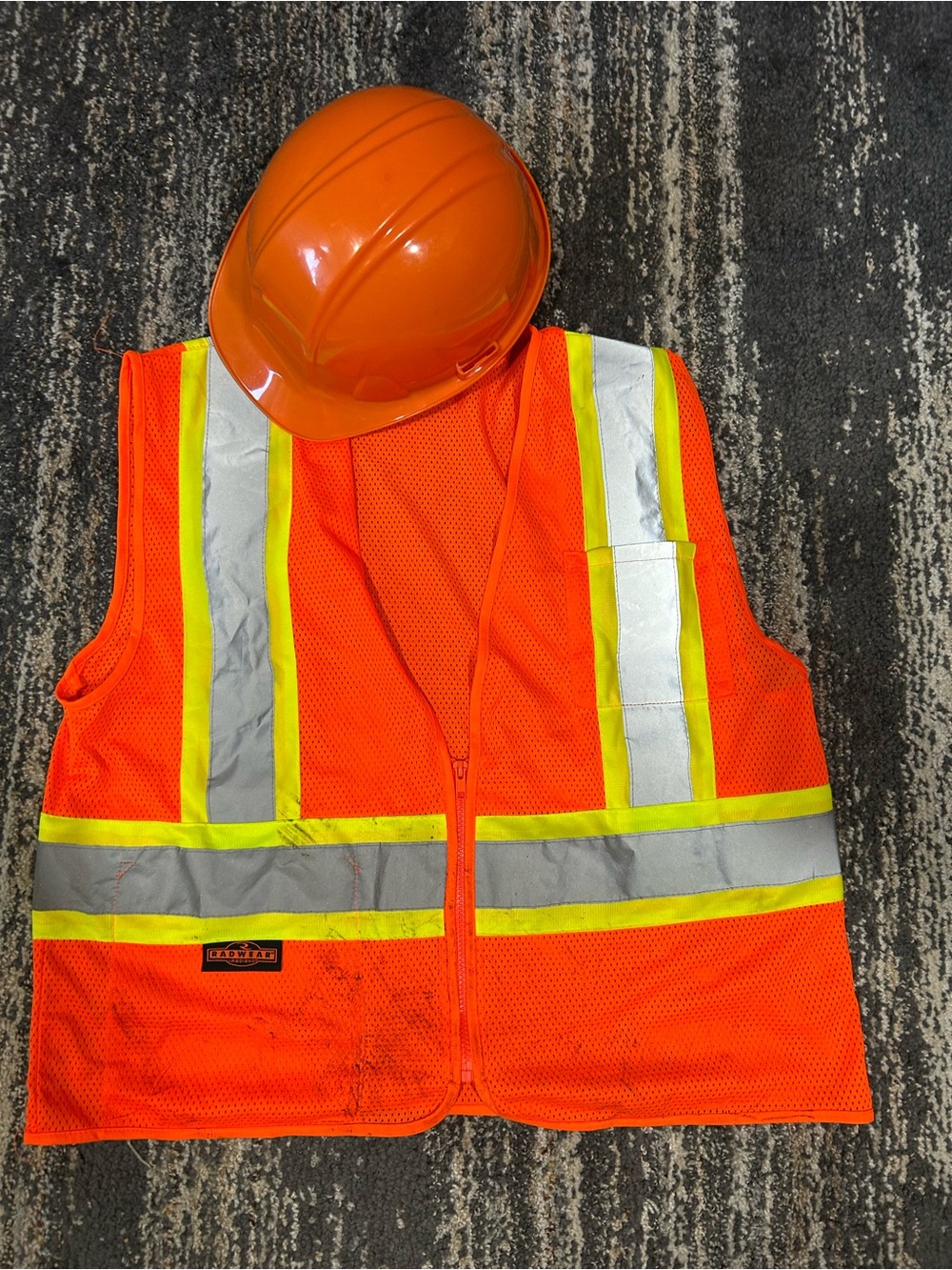 High-Visibility Safety Vest with Hard Hat - Orange